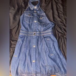 odd muse denim halter dress